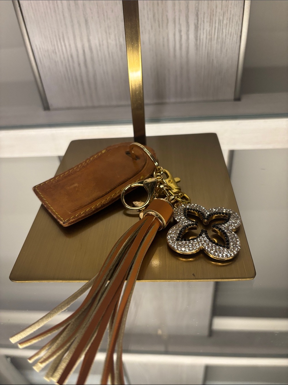 LV Luggage Tag w/ unbranded tassel and charm